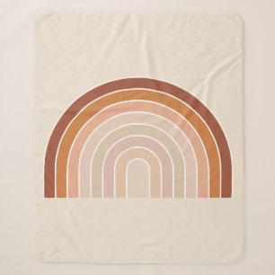 Boho Rainbow Beige Terracotta Sherpa Blanket