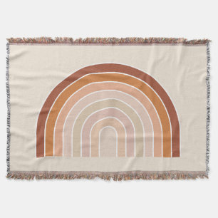 Boho Rainbow Beige Terracotta Throw Blanket
