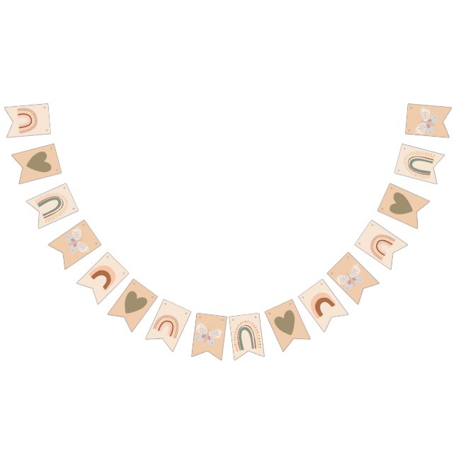 Boho Rainbow birthday bunting flag (All)