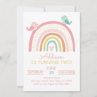 Boho Rainbow Birthday Invitation