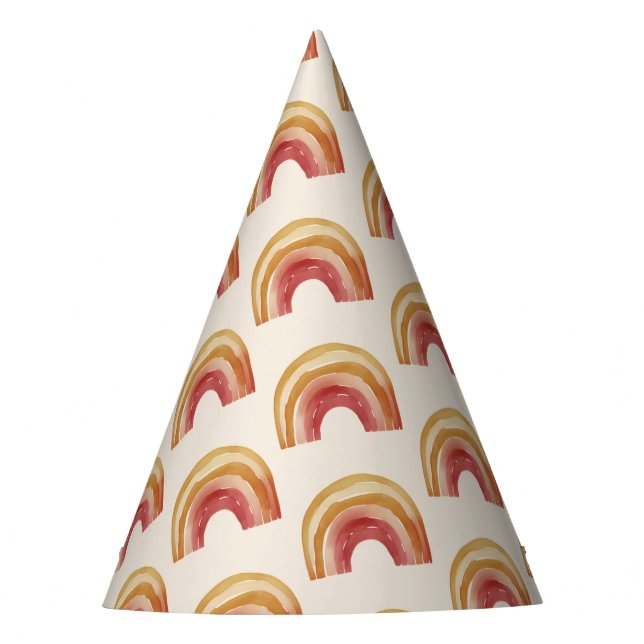 Boho rainbow birthday party hat (Front)