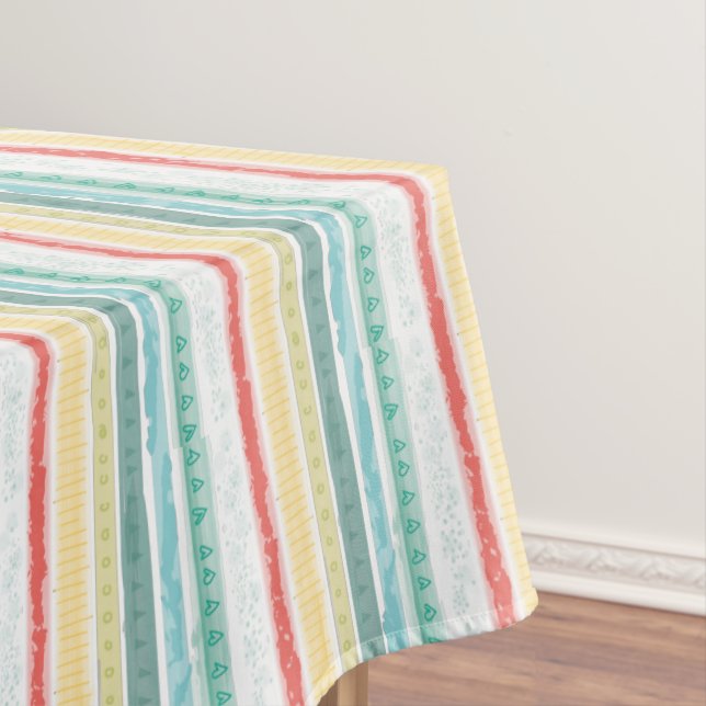 Boho Rainbow Birthday Party Kids Tablecloth (In Situ)