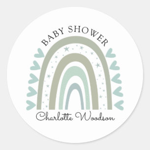Boho Rainbow Blue Baby Boy Shower Sticker