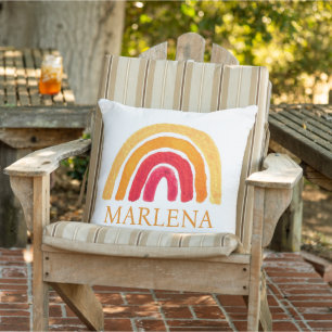 Boho Rainbow Bohemian Orange Natural Colour Outdoor Pillow