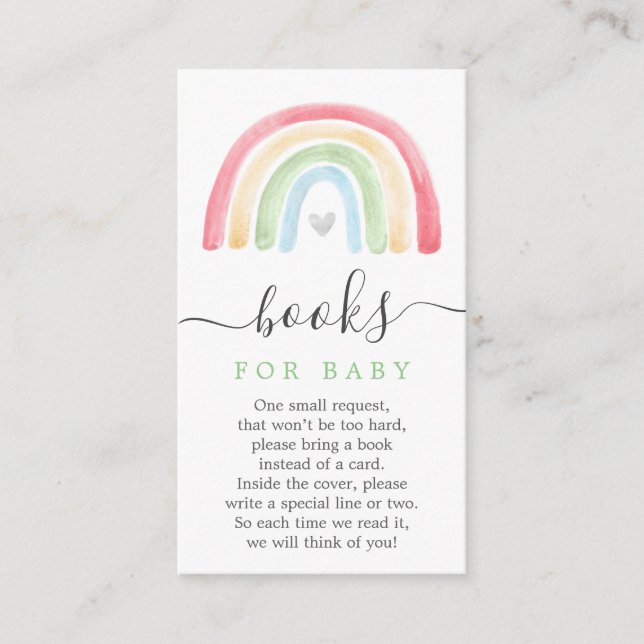 Boho Rainbow Book Request Baby Shower Card (Front)