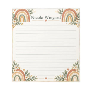 Boho Rainbow Botanical Notepad Cover