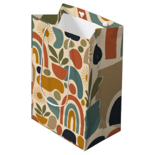 Boho Rainbow & Botanical Seamless Pattern Medium Gift Bag