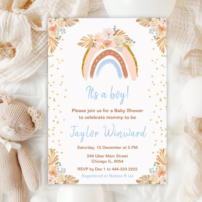 Boho Rainbow Boy Baby Shower Invitation (Creator Uploaded)