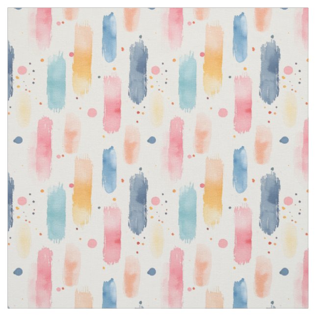 Boho Rainbow Brush Strokes & Dots Fabric (Swatch)
