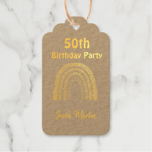 Boho Rainbow Custom Birthday Party Foil Invitation Gift Tags