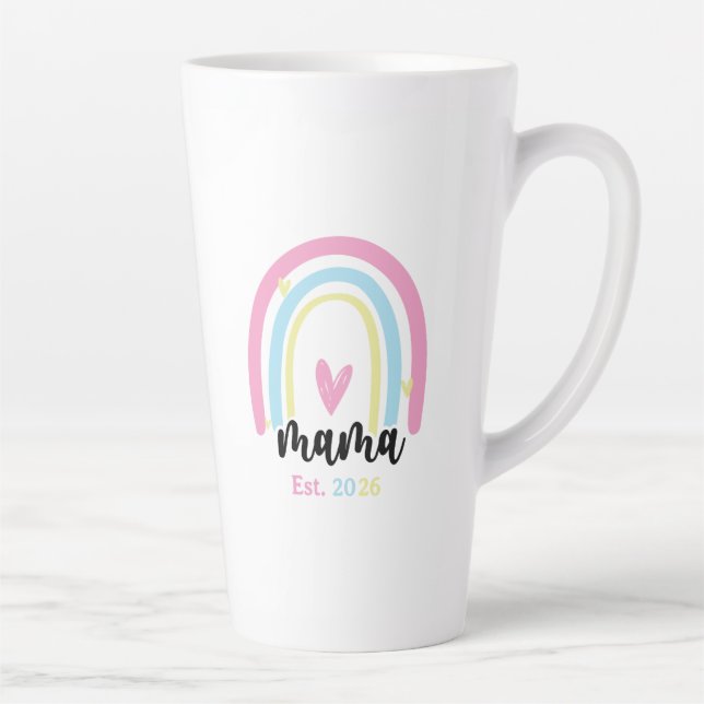 Boho Rainbow Custom Mama Est. Year Keepsake Latte Mug (Right)