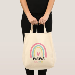 Boho Rainbow Custom Mama Est. Year Keepsake Tote Bag