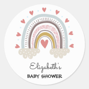 Boho Rainbow Customized Baby Shower Stickers