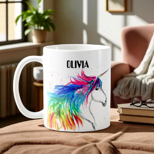 Boho Rainbow Cute Girls Unicorn Kids Coffee Mug