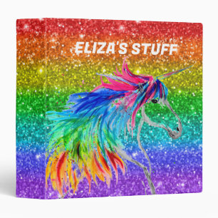 Boho Rainbow Cute Glitter Girls Unicorn Kids Binder