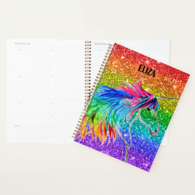 Boho Rainbow Cute Glitter Girls Unicorn Kids Planner (Display)
