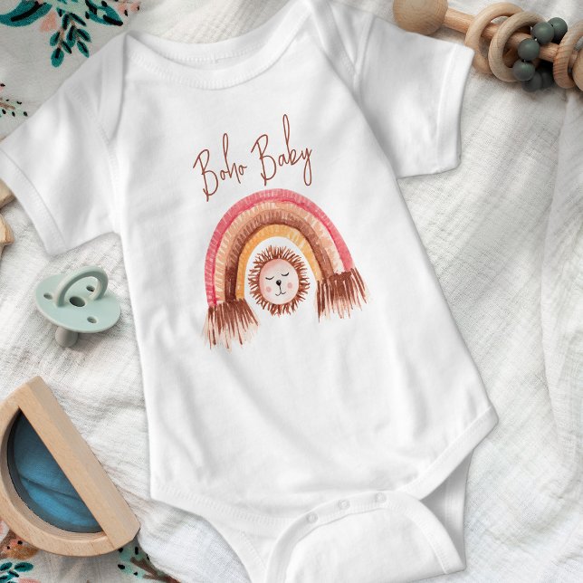 Boho Rainbow Cute Lion Boho Baby Bodysuit (Creator Uploaded)