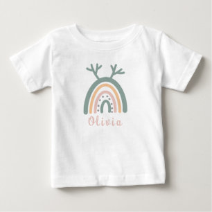Boho Rainbow Cute With Personalized Name Baby T-Shirt