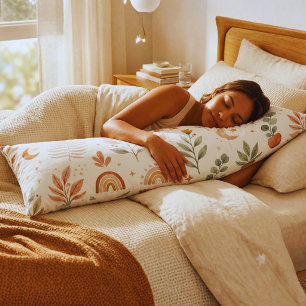 Boho Rainbow Desert Succulent and Sunflower Body Pillow