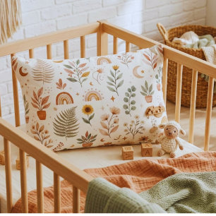Boho Rainbow Desert Succulent and Sunflower Patter Accent Pillow