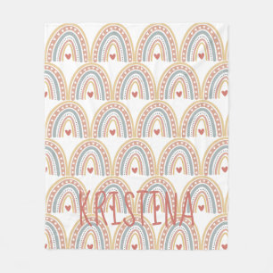 Boho rainbow design fleece blanket