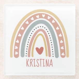 Boho rainbow design  glass coaster
