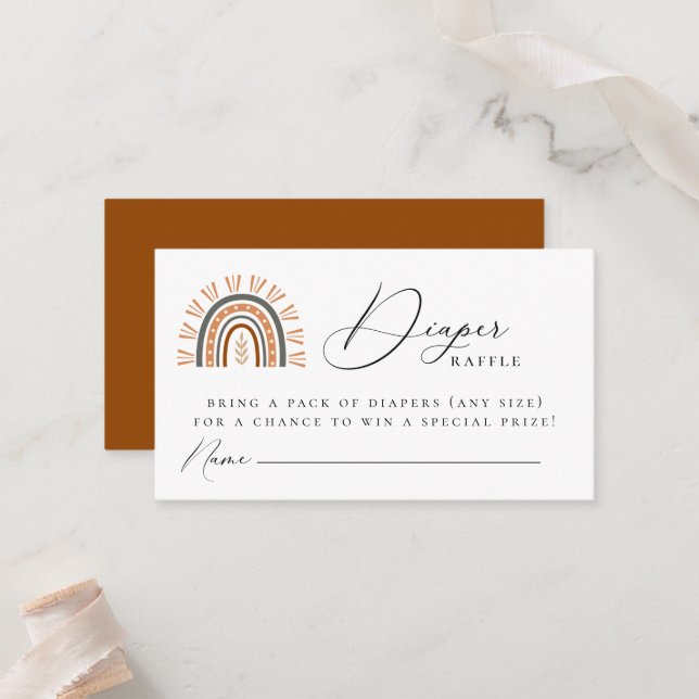 Boho Rainbow Diaper Raffle Enclosure Card (Front/Back In Situ)