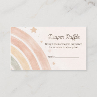 Boho Rainbow Diaper Raffle Minimal Baby Shower Enclosure Card