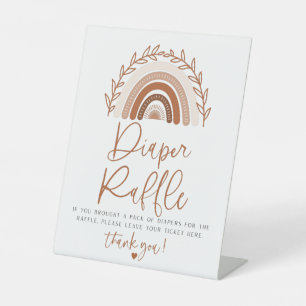 Boho Rainbow Diaper Raffle Sign for Baby Shower