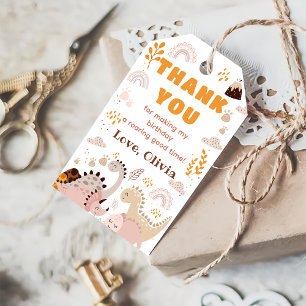 Boho Rainbow Dinosaur Birthday Thank You Gift Tags