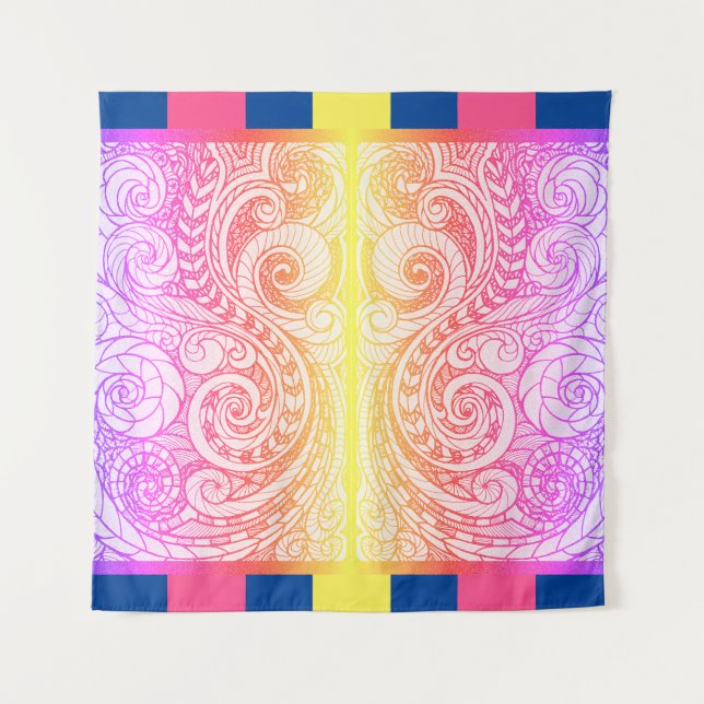 Boho Rainbow Doodle Tapisserie murale (Devant)
