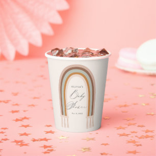 Boho Rainbow Earth Tone Baby Shower Paper Cups