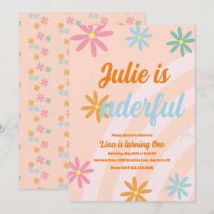 Boho Rainbow Earthy First Birthday Onederful Party Invitation