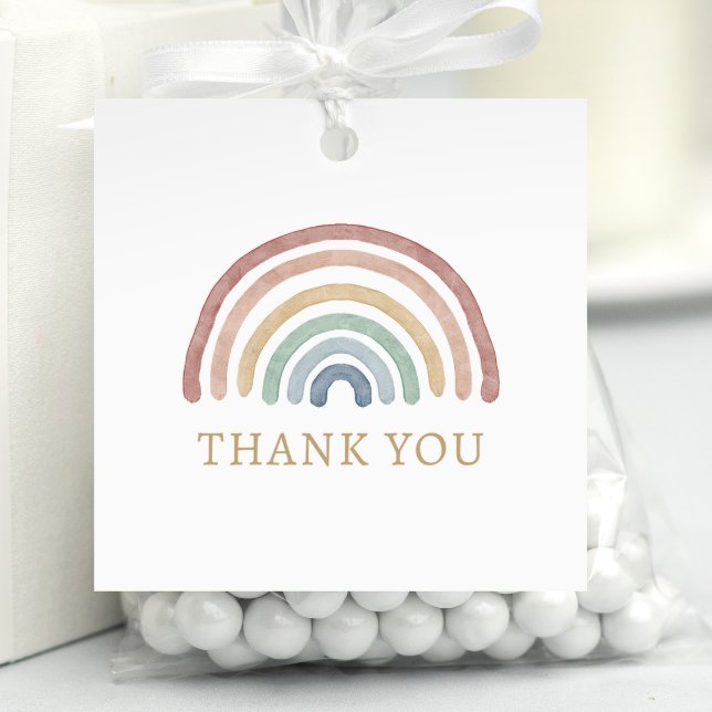 Boho Rainbow Favour Tags (Colorful Boho Watercolor Rainbow Thank You Favor Tags by Painted Paperie
)
