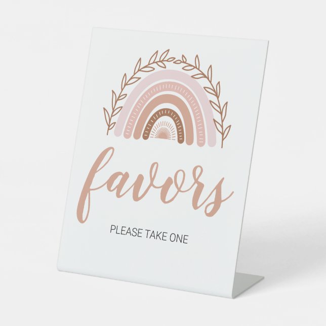 Boho Rainbow Favours Sign, Baby Shower Sign 8x10" (Front)
