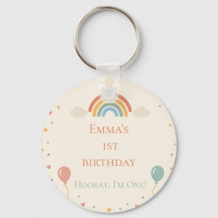 Boho Rainbow First Birthday Keychain