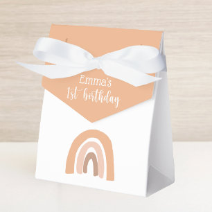 Boho Rainbow First Birthday Pink Pastel Favor Box