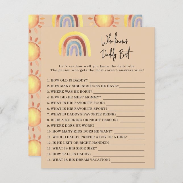 Boho Rainbow Game Who knows DADDY best (Front/Back)