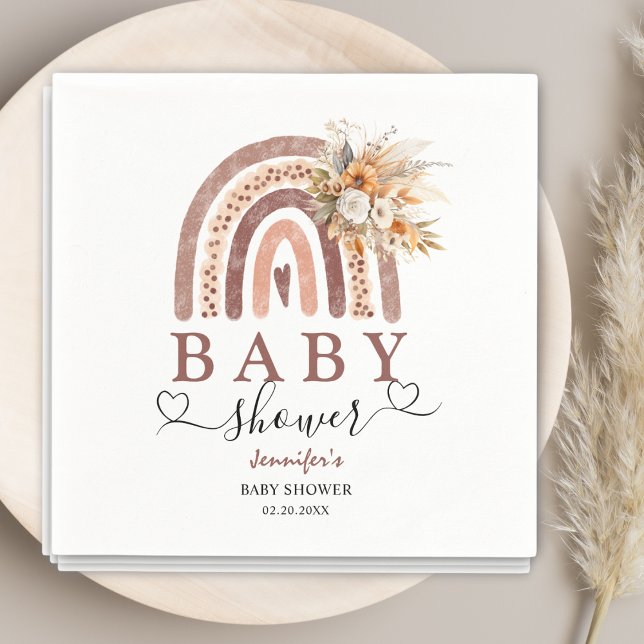 Boho Rainbow | Gender Neutral Baby Shower Napkin (Creator Uploaded)
