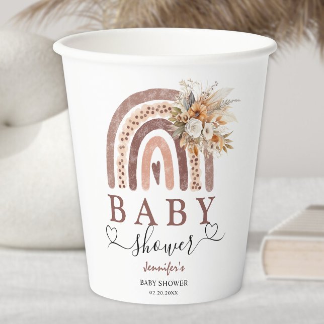 Boho Rainbow | Gender Neutral Baby Shower Paper Cups (Creator Uploaded)