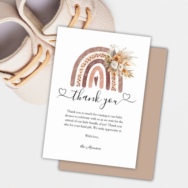 Boho Rainbow Gender Neutral Baby Shower Thank You Card (Creator Uploaded)