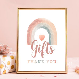 Boho Rainbow Gift Table Sign – Watercolor Earthy T