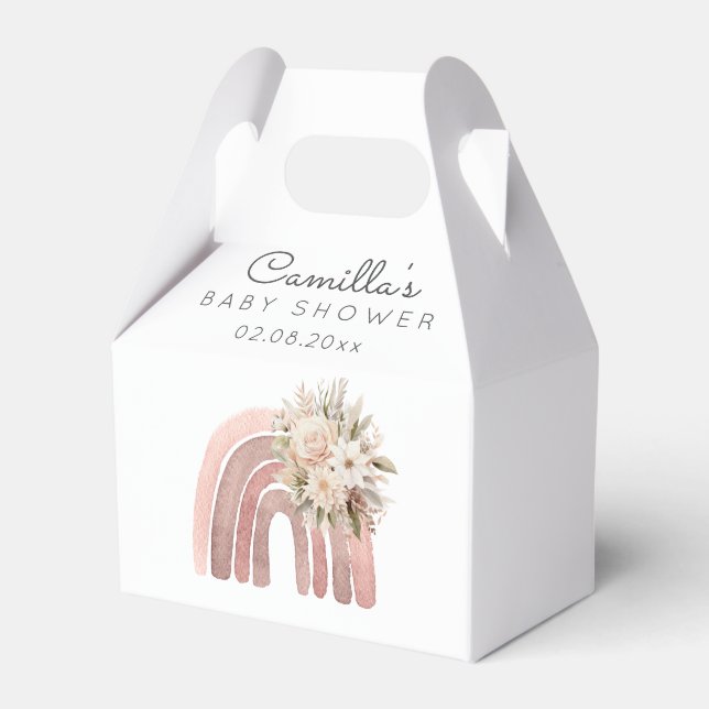 Boho Rainbow Girl Baby Shower  Favor Box (Front Side)