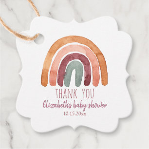 Boho Rainbow Girl Baby Shower Thank You  Favour Tags