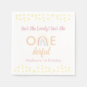 Boho Rainbow Girl Onederful  Napkin