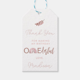 Boho Rainbow Girl Onederful Thank You Gift Tags