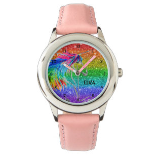 Boho Rainbow Glitter Cute Girls Unicorn Kids Watch