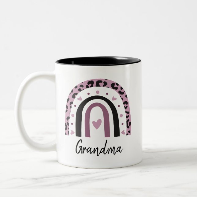 Boho Rainbow Grandma Two-Tone Coffee Mug (Left)