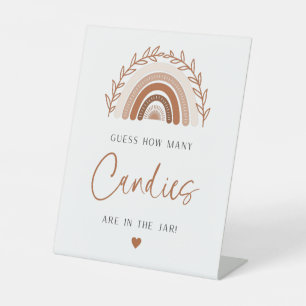 Boho Rainbow Guess How Many Candies are in the Jar Pedestal Sign