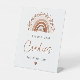 Boho Rainbow Guess How Many Candies are in the Jar Pedestal Sign